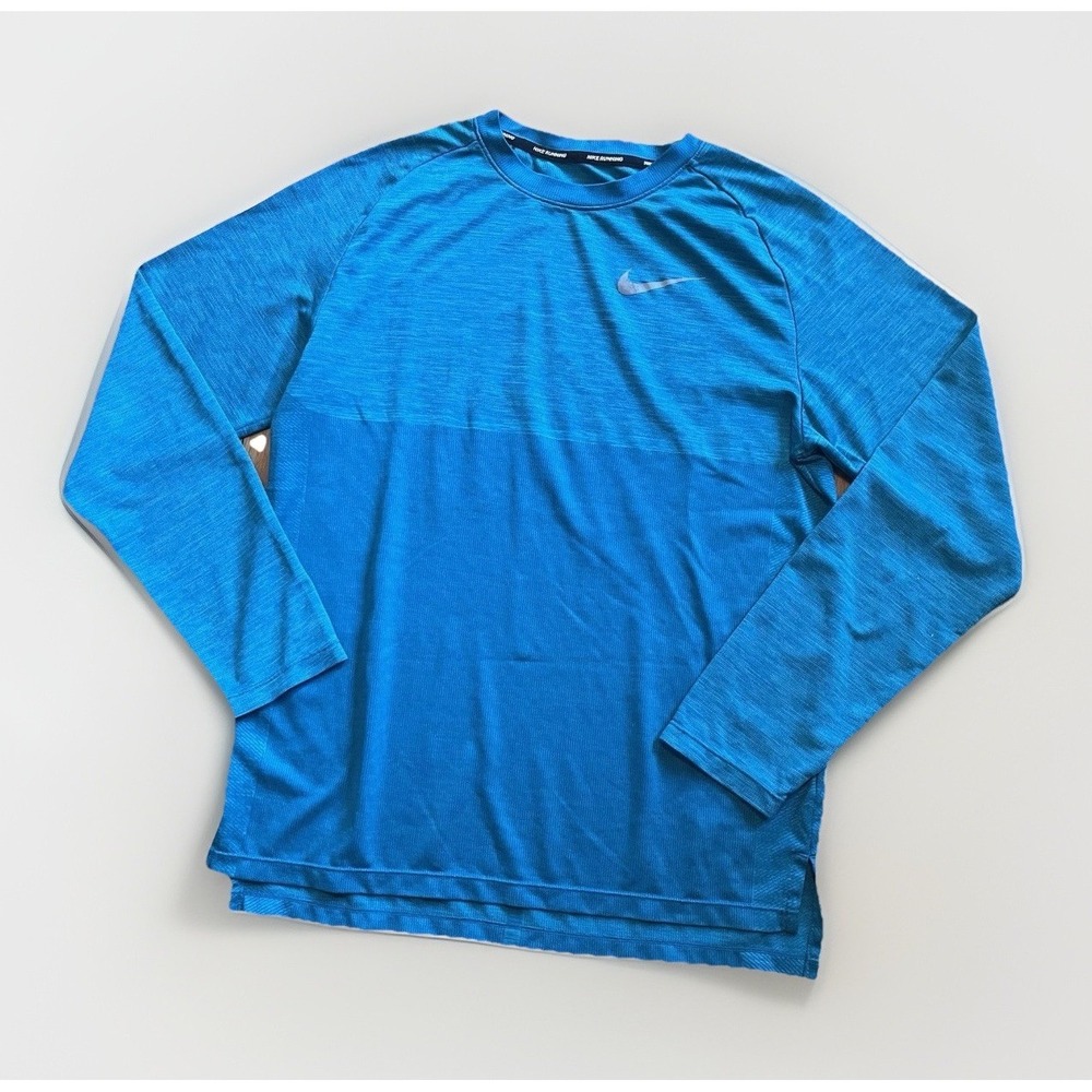 Nike Men's Small Blue Running Dri-Fit Long Sleeve Shirt Work Out Gym Athletic